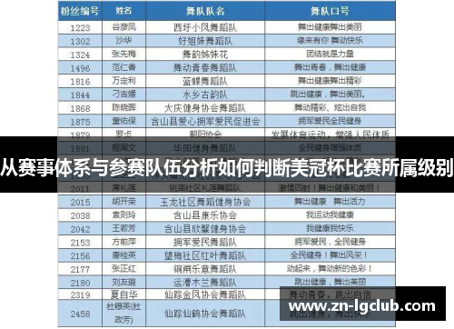 从赛事体系与参赛队伍分析如何判断美冠杯比赛所属级别