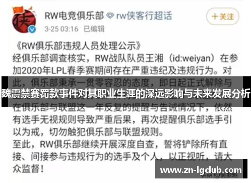 魏震禁赛罚款事件对其职业生涯的深远影响与未来发展分析